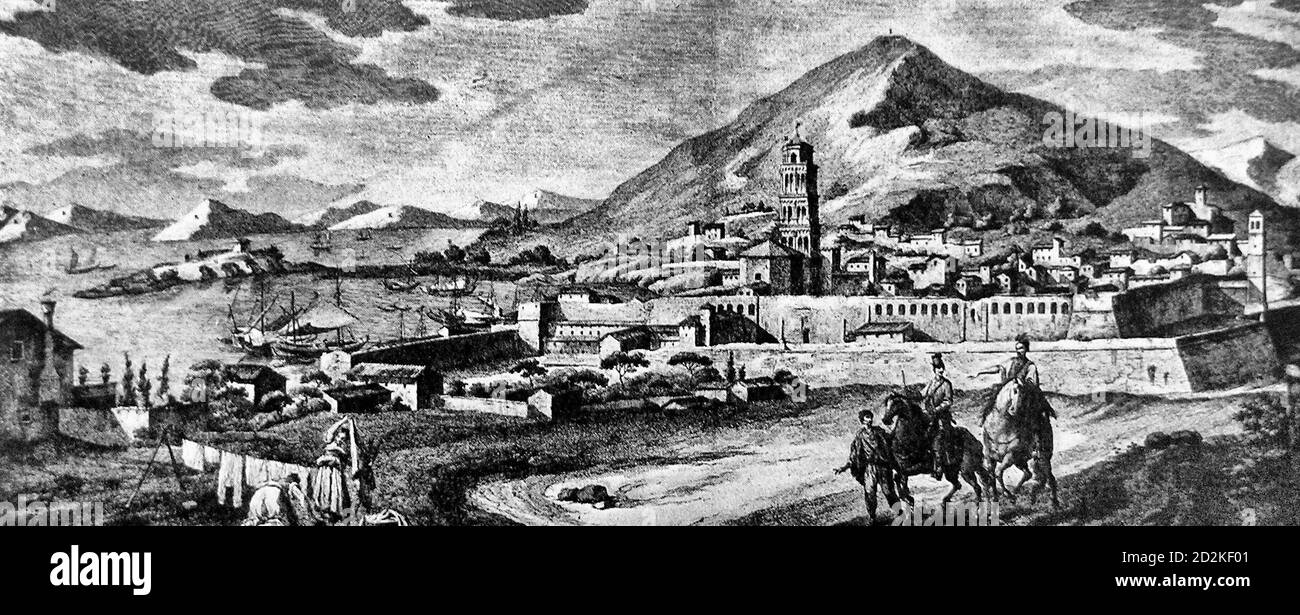 Vue d'ensemble de Split en 1764 Banque D'Images