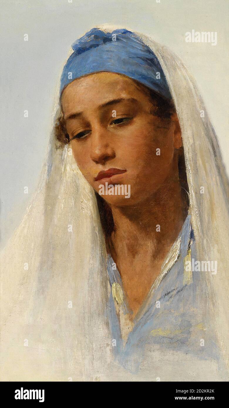 Kosler Franz Xaver - Portrait d'une fille bédouine - École autrichienne - 19e siècle Banque D'Images