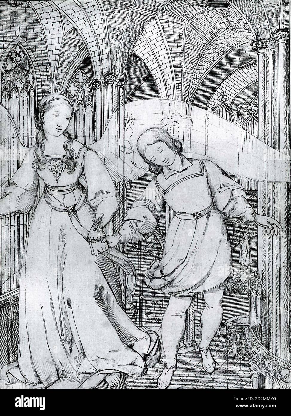 Schwind Moritz Von - le rêve d'Erwin Von Steinbach - Ecole autrichienne - 19e siècle Banque D'Images