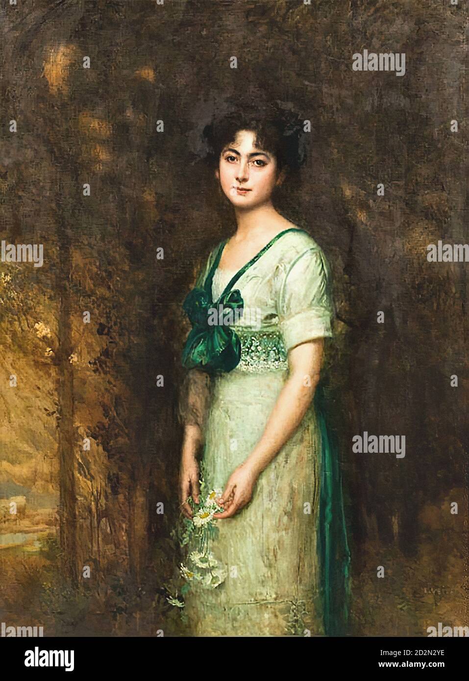 Veith Eduard - Portrait d'une femme - Ecole autrichienne - 19e siècle Banque D'Images