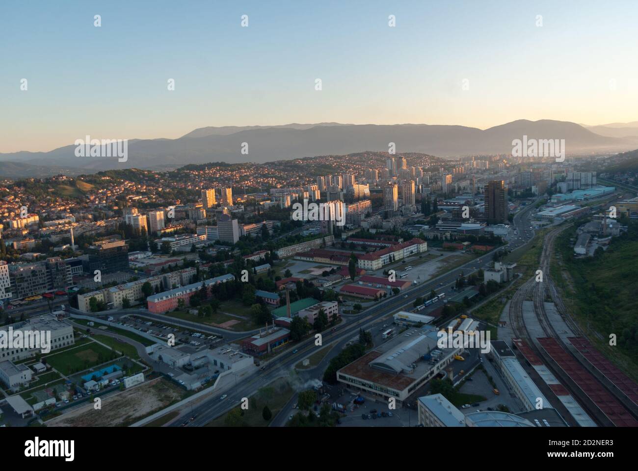 Vue imprenable sur Sarajevo depuis les oiseaux de la tour vue Banque D'Images