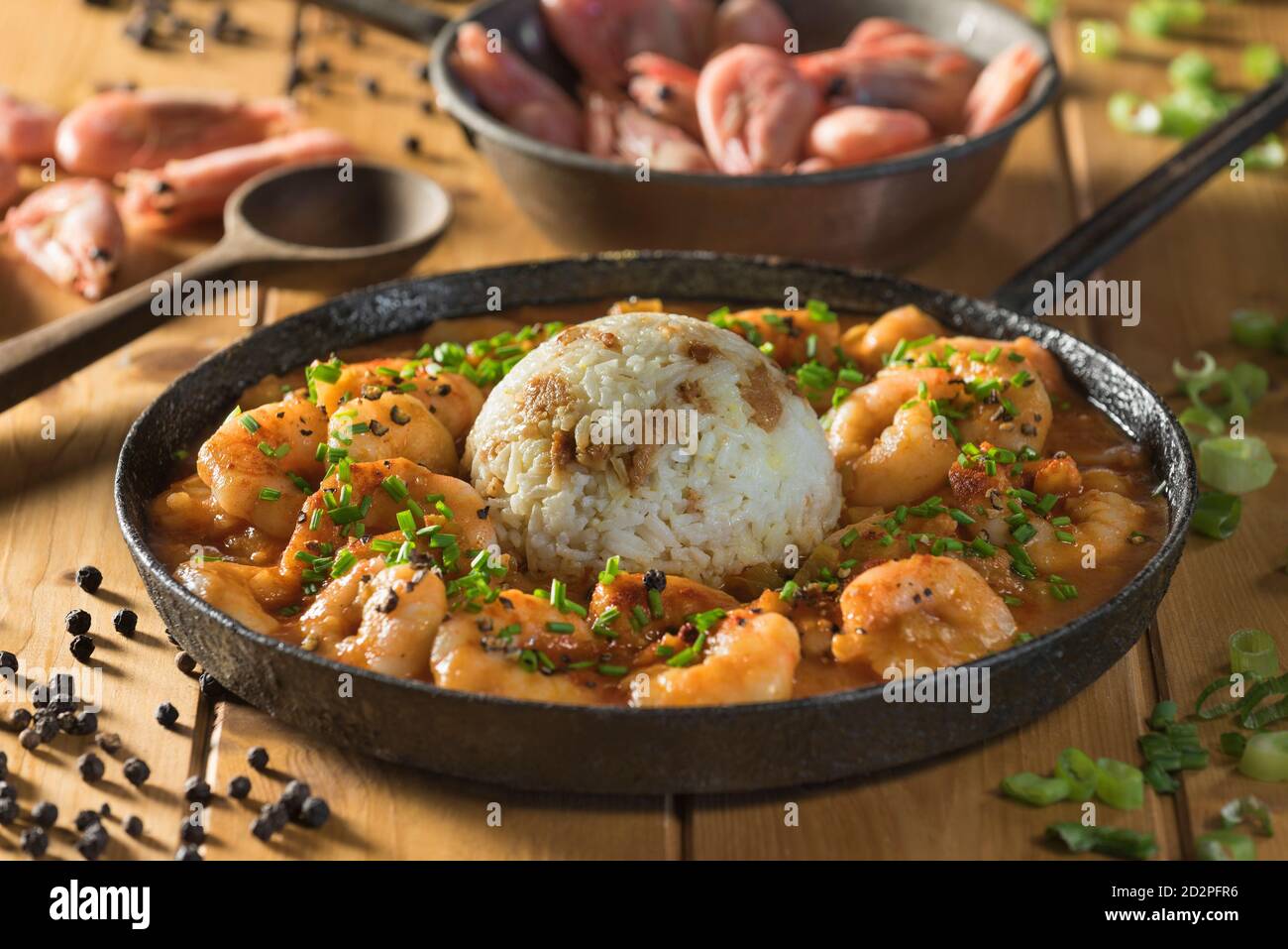 Etouffee aux crevettes. Ragoût de fruits de mer de la Nouvelle-Orléans. Louisiana Food États-Unis Banque D'Images
