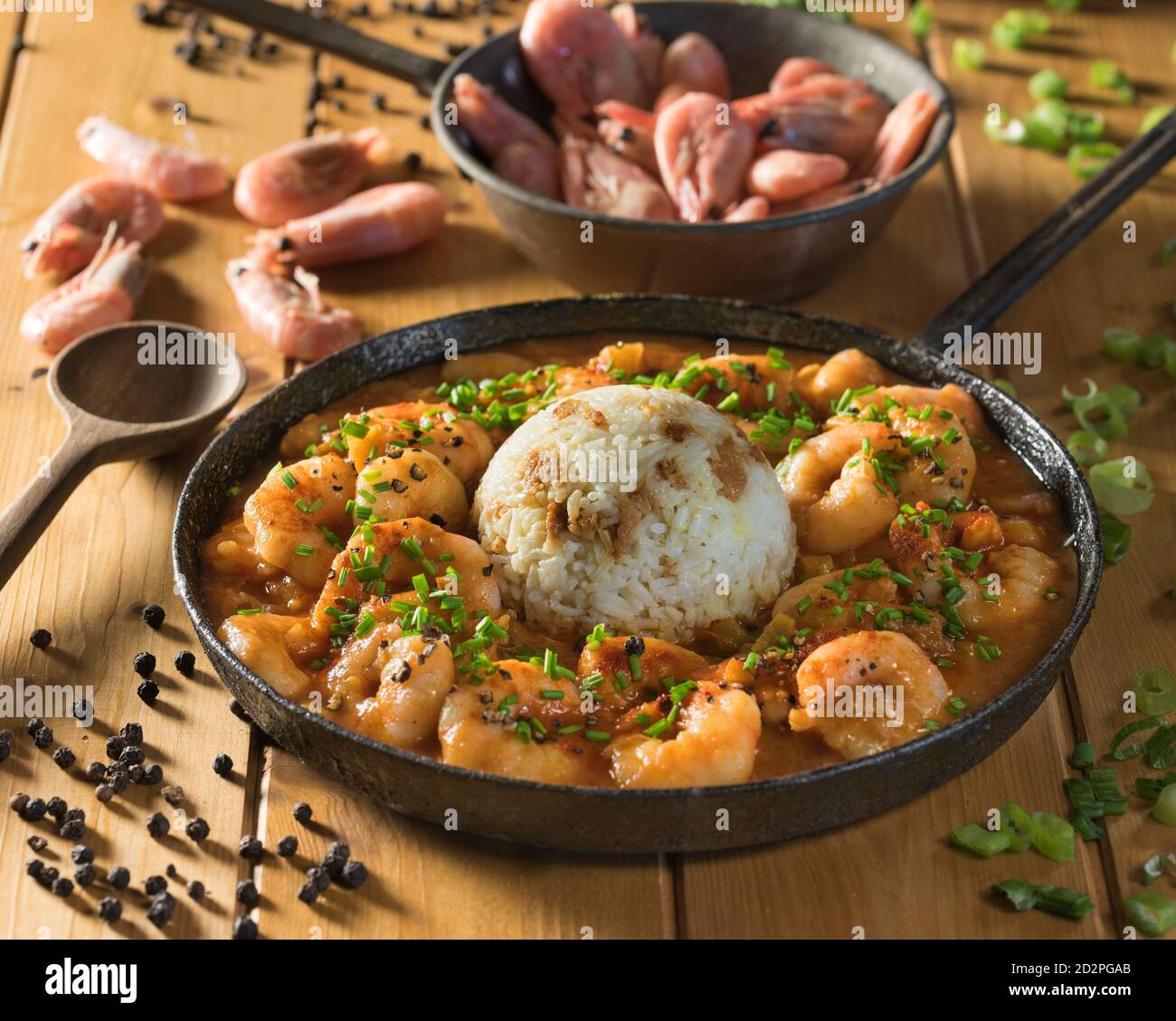 Etouffee aux crevettes. Ragoût de fruits de mer de la Nouvelle-Orléans. Louisiana Food États-Unis Banque D'Images