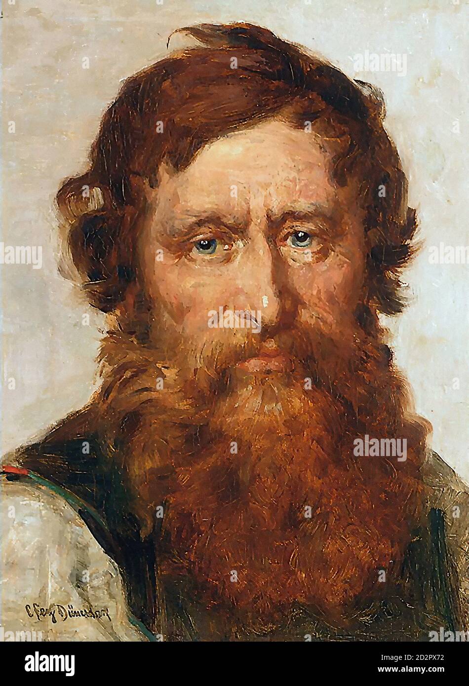 Rapp Johann Rudolf - Portrait d'un homme barbu représenté Demi-longueur - École suisse - 19e siècle Banque D'Images