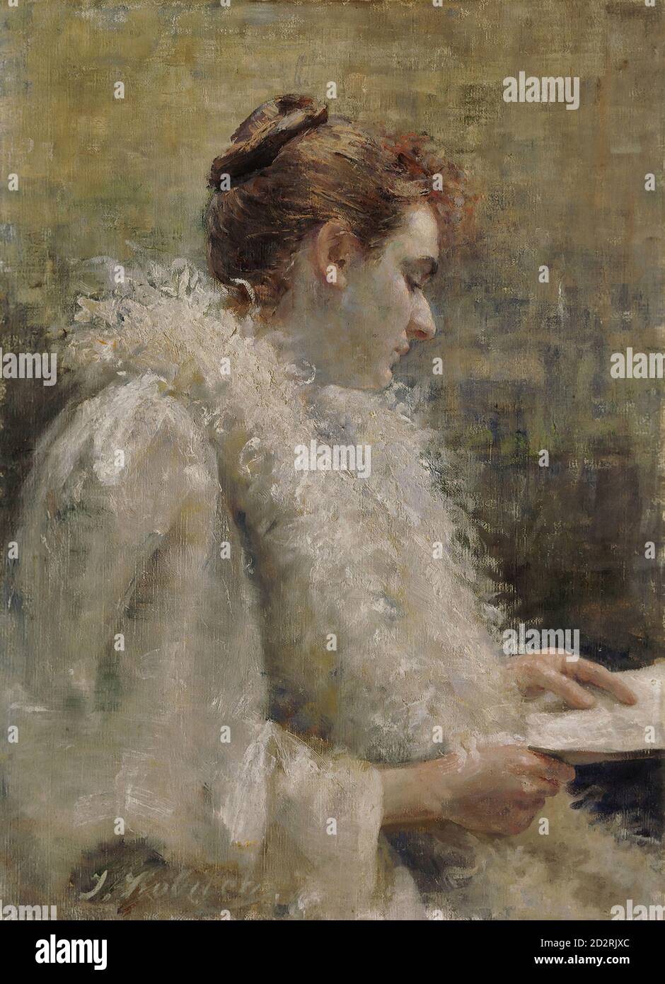 Kobilca Ivana - Paris Femme avec lettre - République tchèque Et l'école de Slovaquie - 19e siècle Banque D'Images