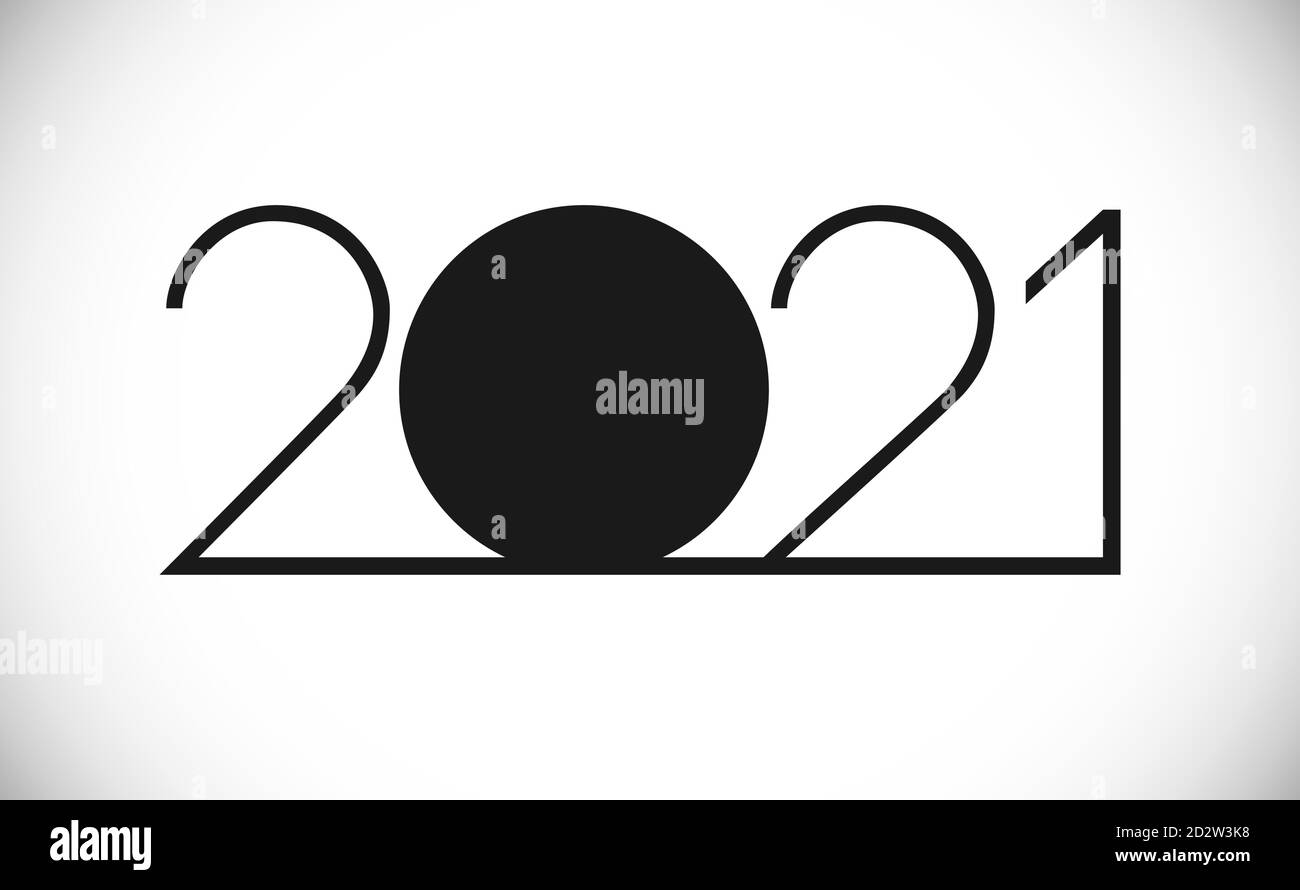 2021 UN concept de bonne année. Logotype fin classique. Modèle de conception graphique isolé abstrait. Chiffres de style monochrome. Idée de masque vectoriel Illustration de Vecteur