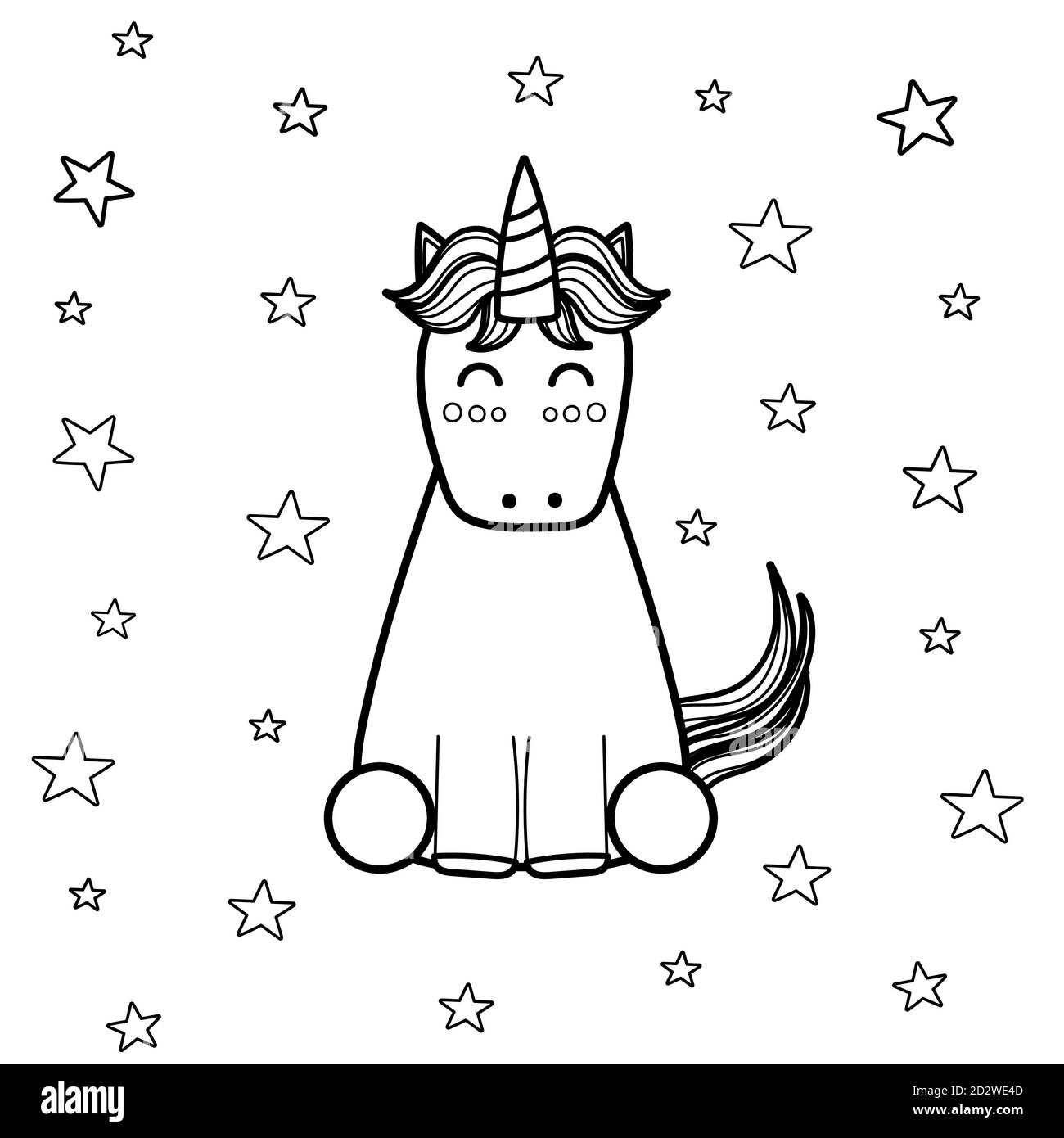Page de coloriage Magic unicorn pour adultes et enfants. Parfait pour le livre de coloriage Illustration de Vecteur
