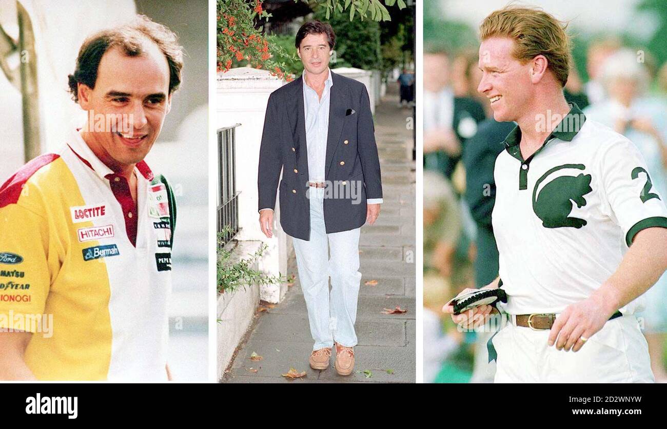 Les déclarants de bibliothèque de (l-r) James Gilbey, Oliver Hoare et le major James Hewitt - trois hommes qui ont été liés à la princesse de Galles depuis son éclatement de mariage. VOIR PA STORY ROYAL CARLING. (Filers refs (l-r) 255491-19, daté du 10.4.93; daté du 8.9.94; réf. 256147-2, daté du 16.7.92) Banque D'Images
