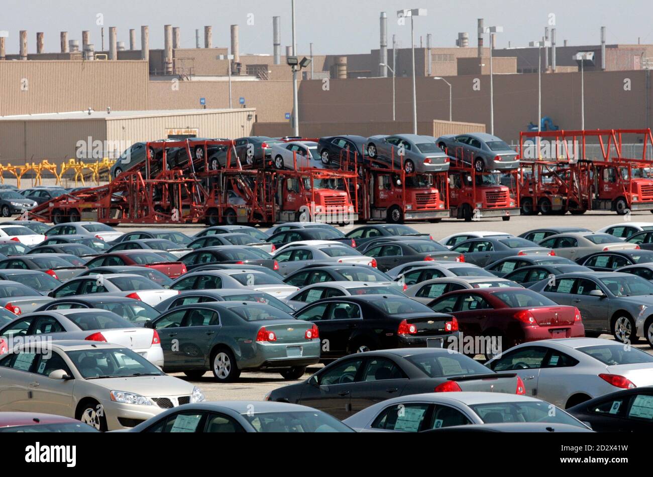 Newly Manufactured 2009 Pontiac Vehicles Are Seen In The Lot Of The General Motors Orion Assembly Plant In Lake Orion Michigan April 26 2009 General Motors Corp Announced A New Restructuring Plan On