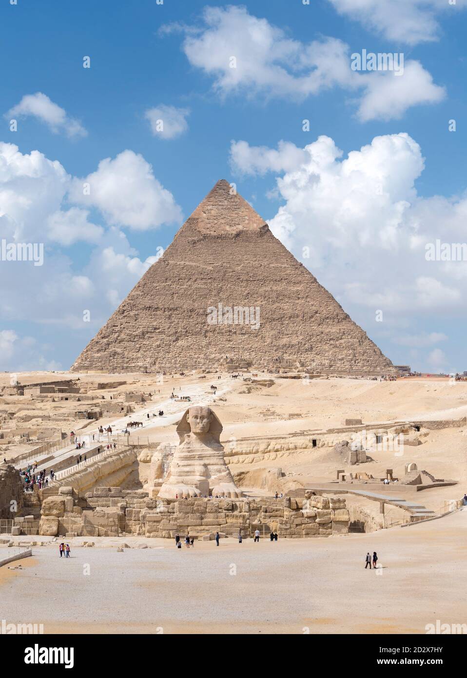 La pyramide de Khafre avec le Sphinx, Gizeh, Egypte Banque D'Images