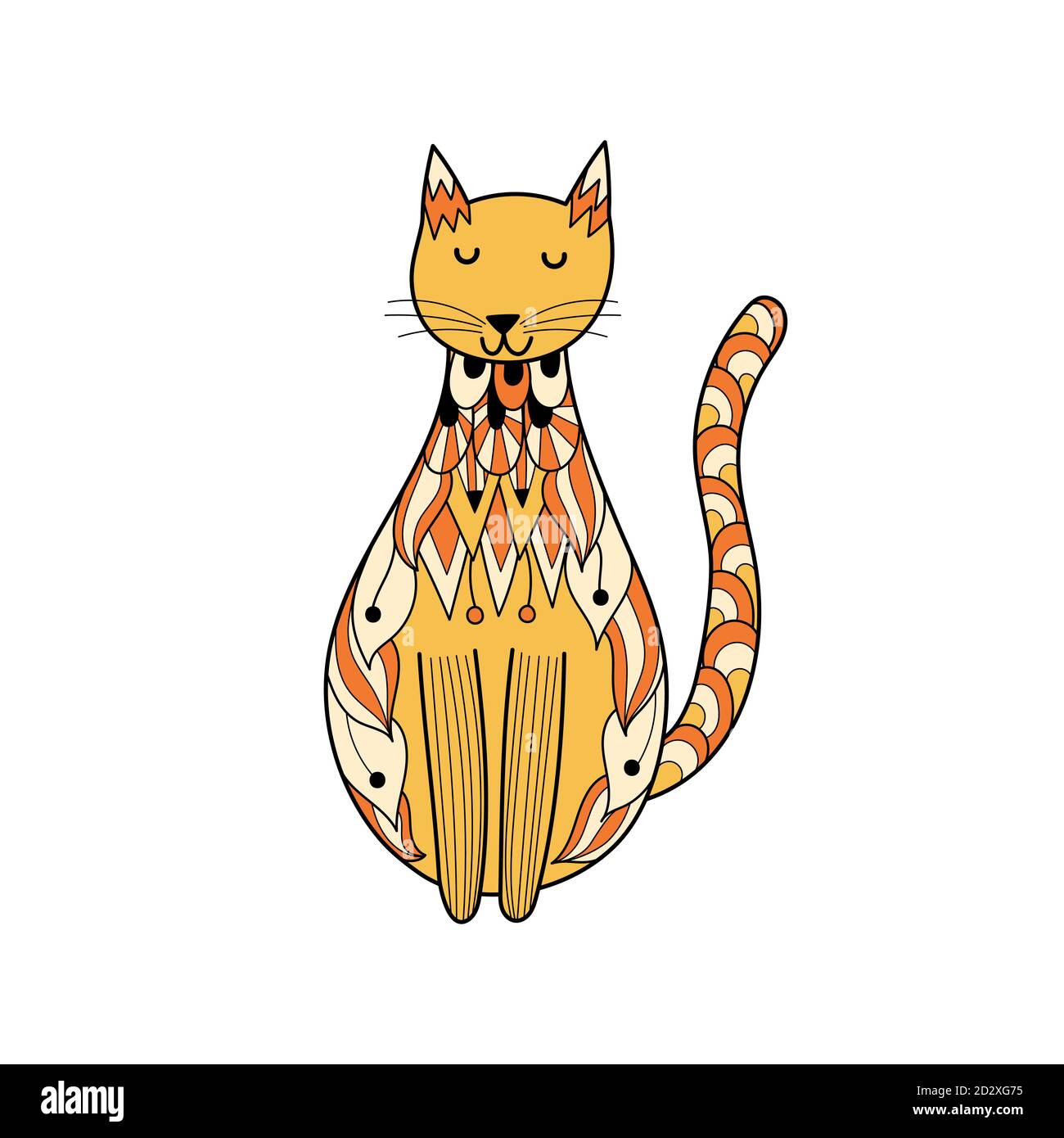 Doodle chat ornemental. Caractère félin oriental. Joli chat en zentangle Illustration de Vecteur
