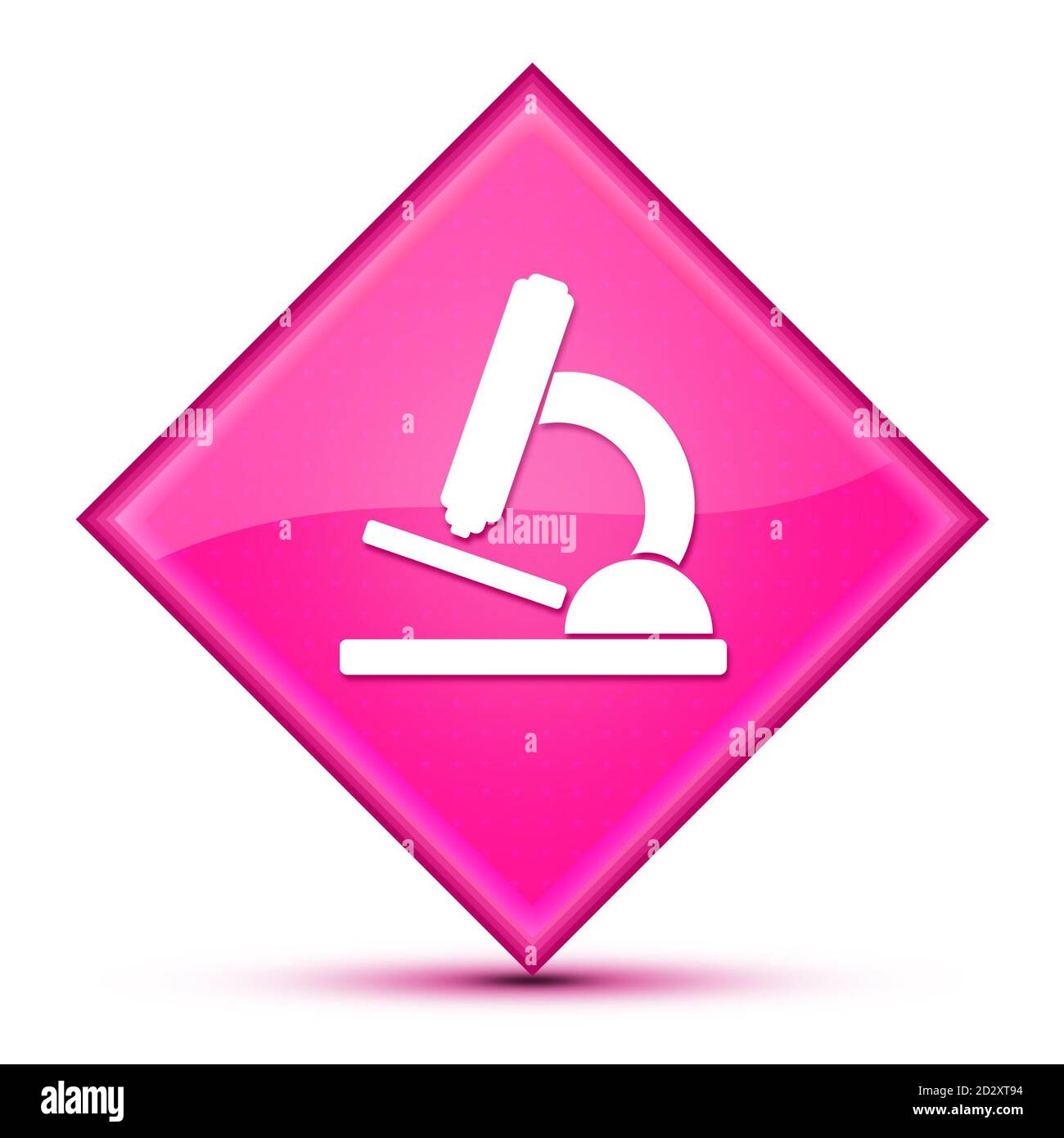 Icône de microscope isolée sur un luxueux bouton de diamant rose ondulé illustration Banque D'Images