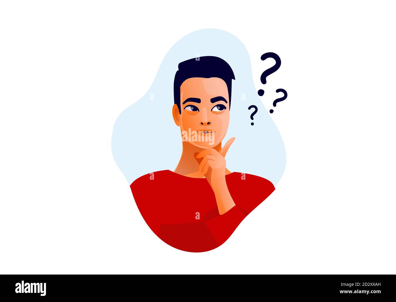 Homme de pensée. Visage masculin, doutes, problèmes, idées Illustration de Vecteur