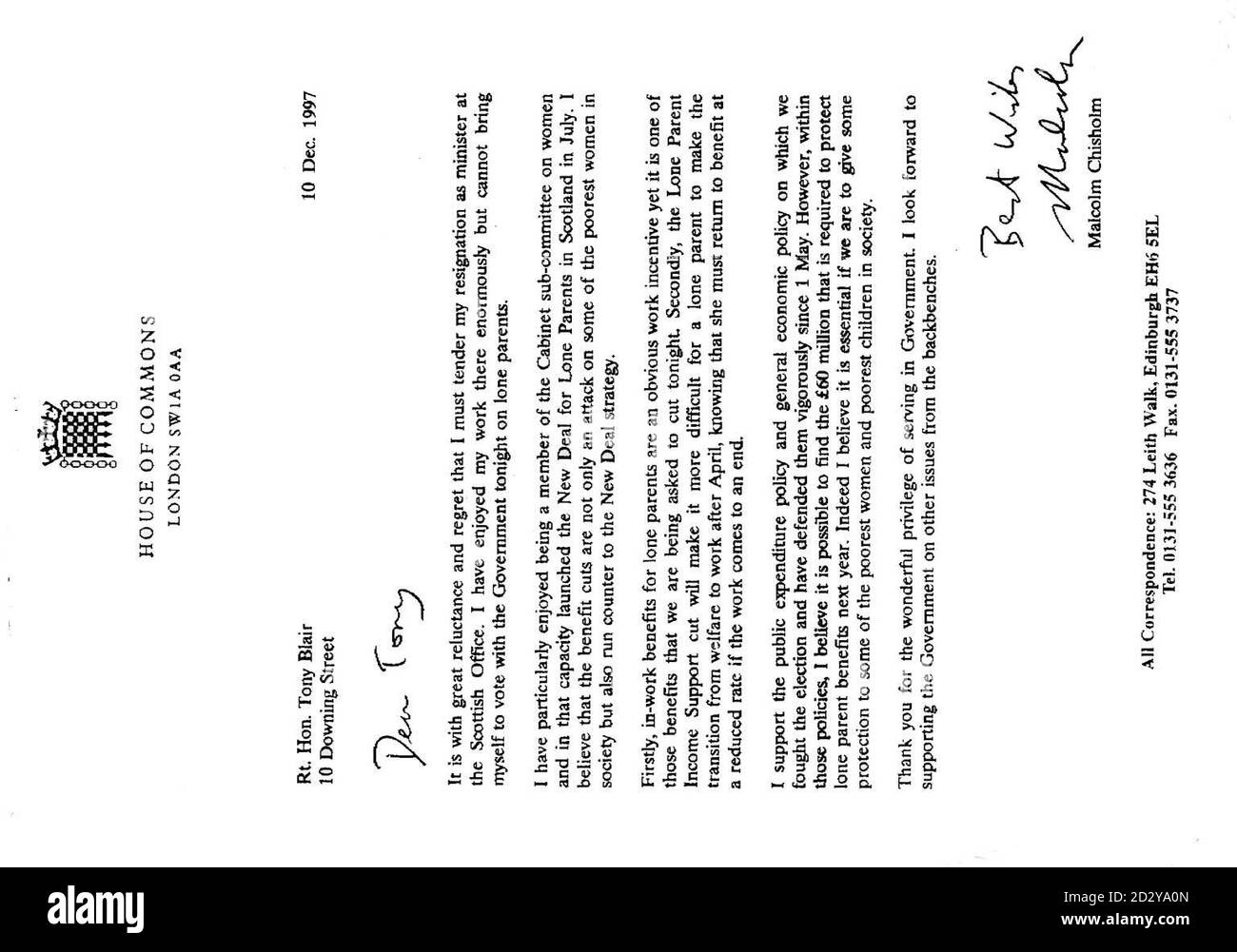 La lettre de démission adressée Banque de photographies et d'images à haute  résolution - Alamy