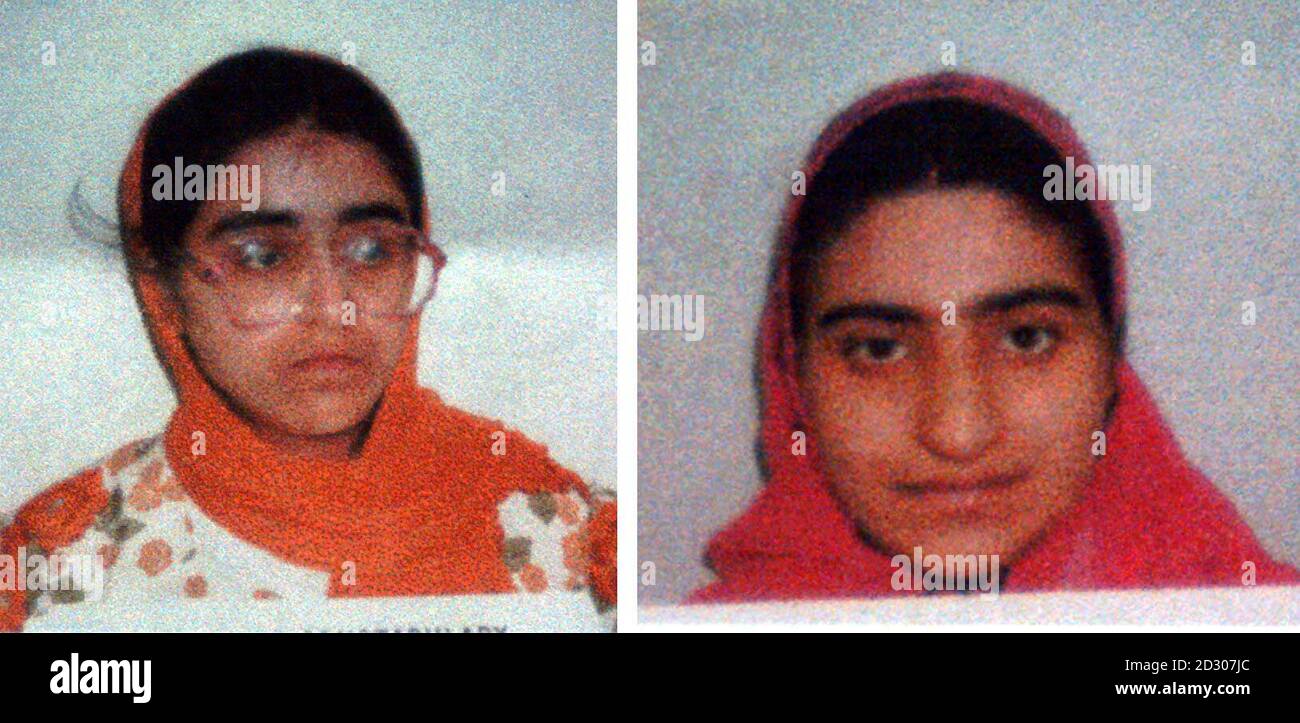 Police à frais virés : les sœurs Razia Ahmed et Yasmin Sarwar (R), qui faisaient partie des dix membres de la même famille condamnés à la Cour d'État de Preston en mars de cette année de conspiration pour frauder les compagnies d'assurance, le MAS et la Commission d'indemnisation des victimes d'actes criminels.* les sœurs ont chacune reçu trois ans pour leur part dans les crimes, lorsqu'elles ont été condamnées à Preston.Le chef de file Mohammed Sharif, qui est mort en attendant sa sentence, a fait une série de six accidents de la route où les victimes étaient d'autres membres de sa famille pour faire de fausses réclamations contre les compagnies d'assurance. Banque D'Images