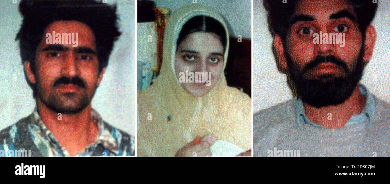 La police recueille : (l-r) Abdul Rashid, Parveen Sharif et Sain Ahmed, qui faisaient partie des dix membres de la même famille condamnés à la Cour de justice de Preston, de conspiration pour frauder les compagnies d'assurance, le MAS et la Commission d'indemnisation des victimes d'actes criminels. * les trois ont reçu respectivement deux ans, cinq ans et douze mois pour leur part dans les crimes, lorsqu'ils ont été condamnés à Preston. Le chef de file Mohammed Sharif, qui est mort en attendant sa sentence, a fait une série de six accidents de la route où les victimes étaient d'autres membres de sa famille pour faire de fausses réclamations contre les compagnies d'assurance. Banque D'Images