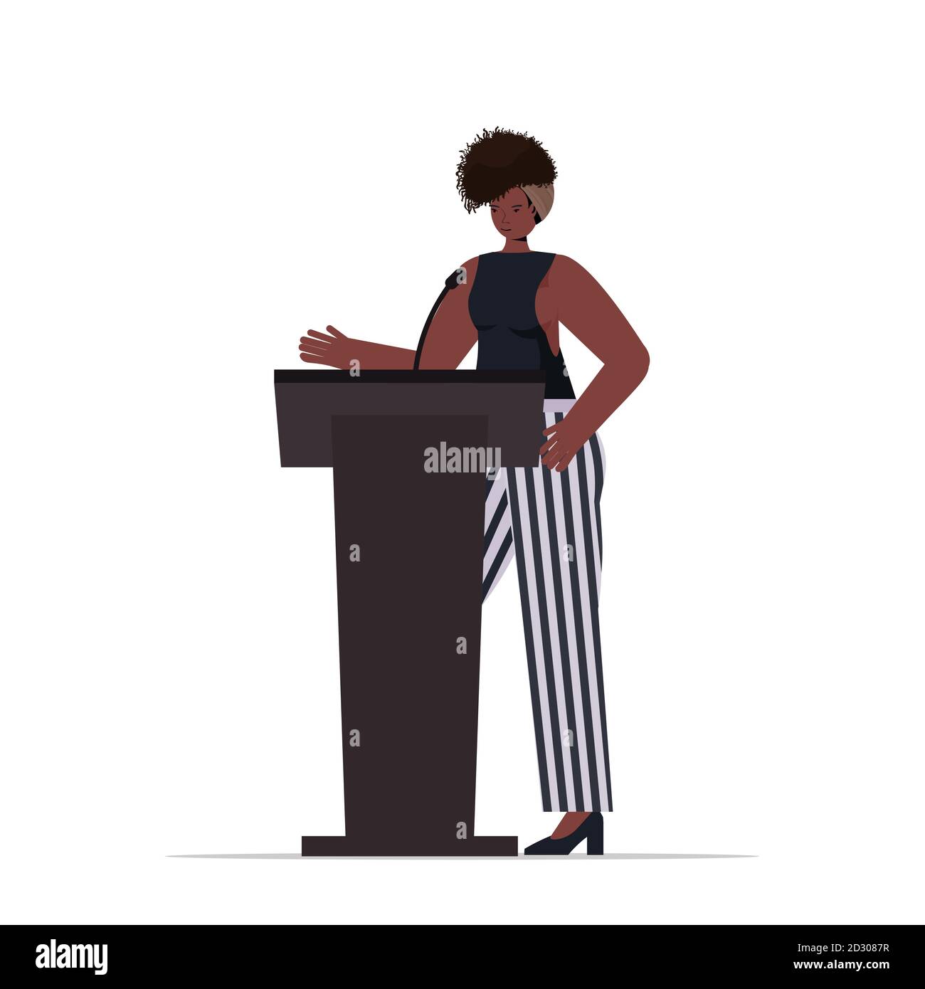 femme afro-américaine parlant au public du club des femmes de tribune illustration vectorielle isolée pleine longueur du concept Illustration de Vecteur