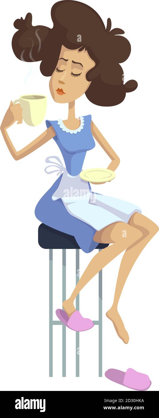 Femme se détendant avec le thé plat dessin animé illustration vectorielle. Caractéristiques du signe de la Balance zodiaque. Modèle de caractères 2d prêt à l'emploi pour le commerce Illustration de Vecteur