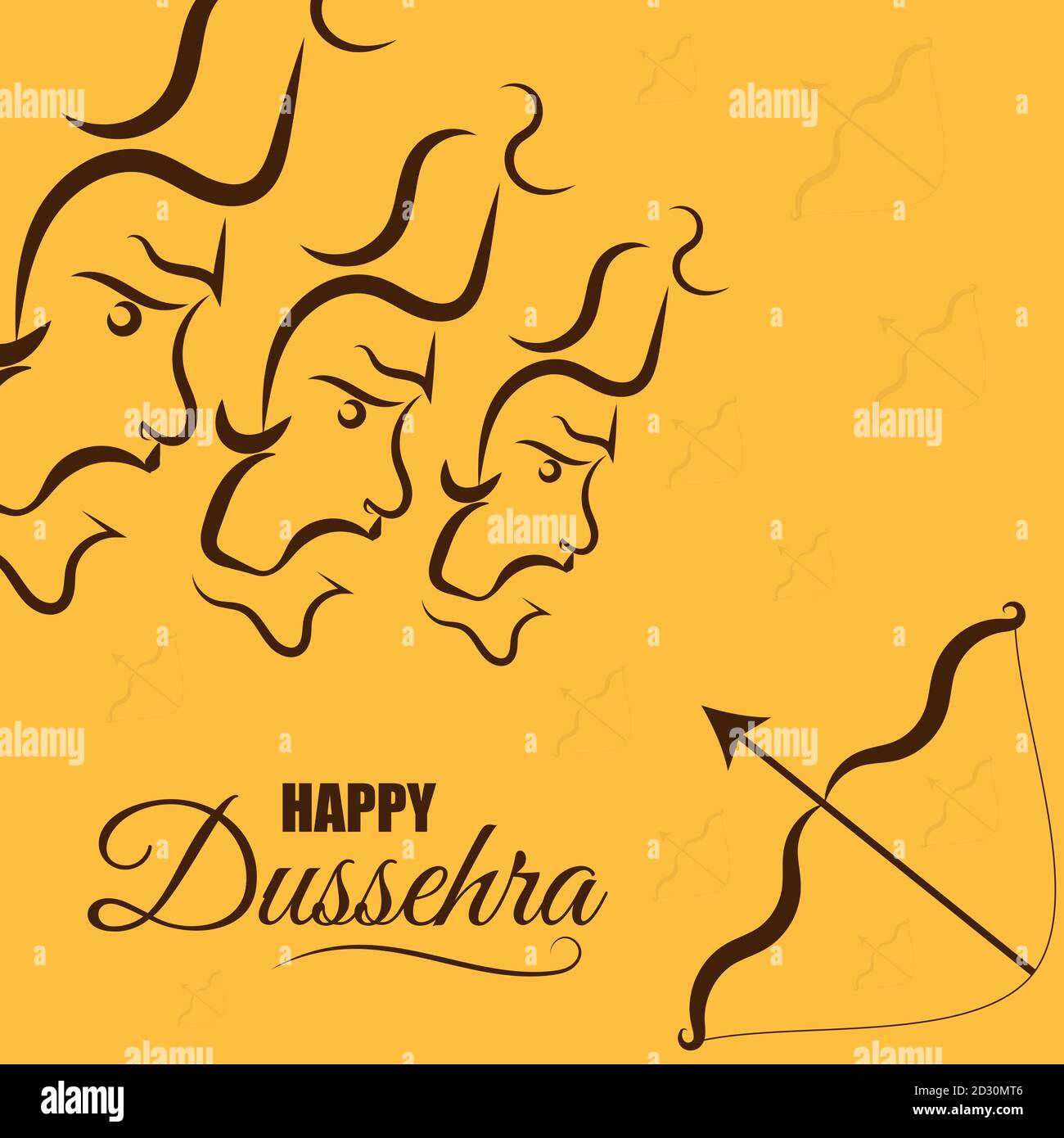 Happy Dussehra, affiche Ravana et dhanush, bannière du festival, illustration vectorielle Illustration de Vecteur