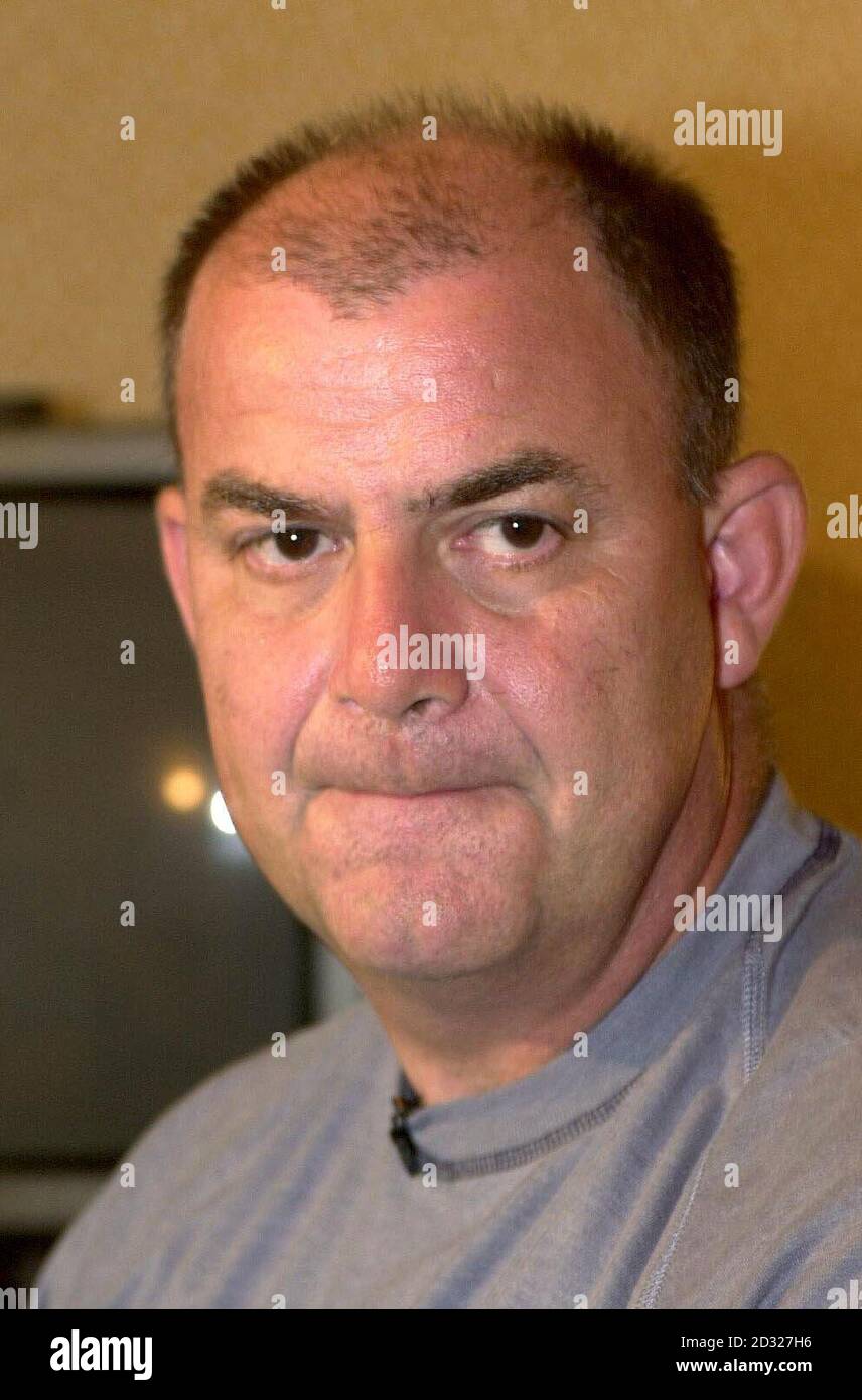 Keith Thompson, d'Andover, parlant dans son hôtel de New York de la mort de son frère dans l'attaque terroriste du World Trade Center le 11 septembre 2001. Banque D'Images