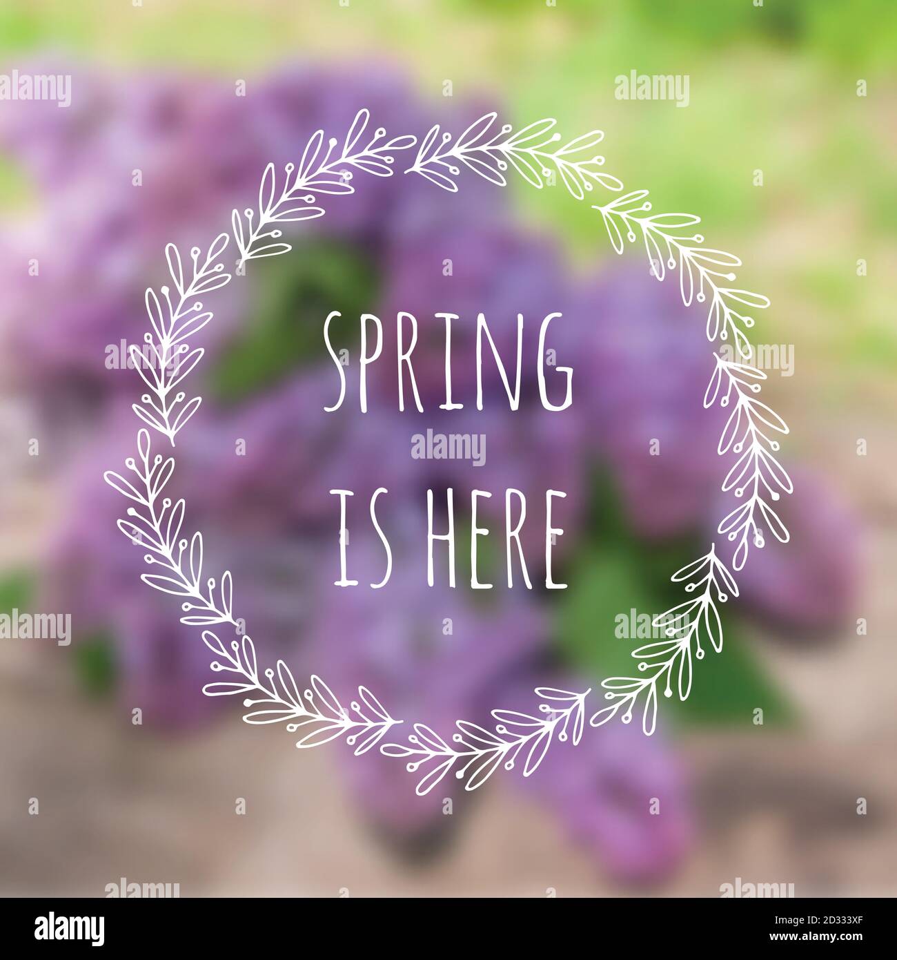 Le printemps est là. Vecteur arrière-plan flou avec fleurs lilas Illustration de Vecteur