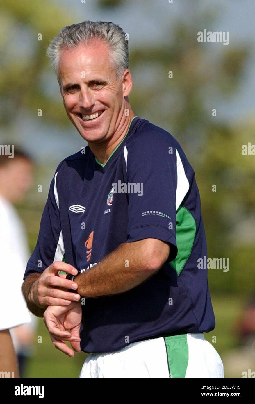 Mick McCarthy, directeur de la République d'Irlande, sourit lors de la formation au stade et au Dome d'Izumo, au Japon. La République d'Irlande se prépare à l'ouverture de la coupe du monde contre le Cameroun. Banque D'Images