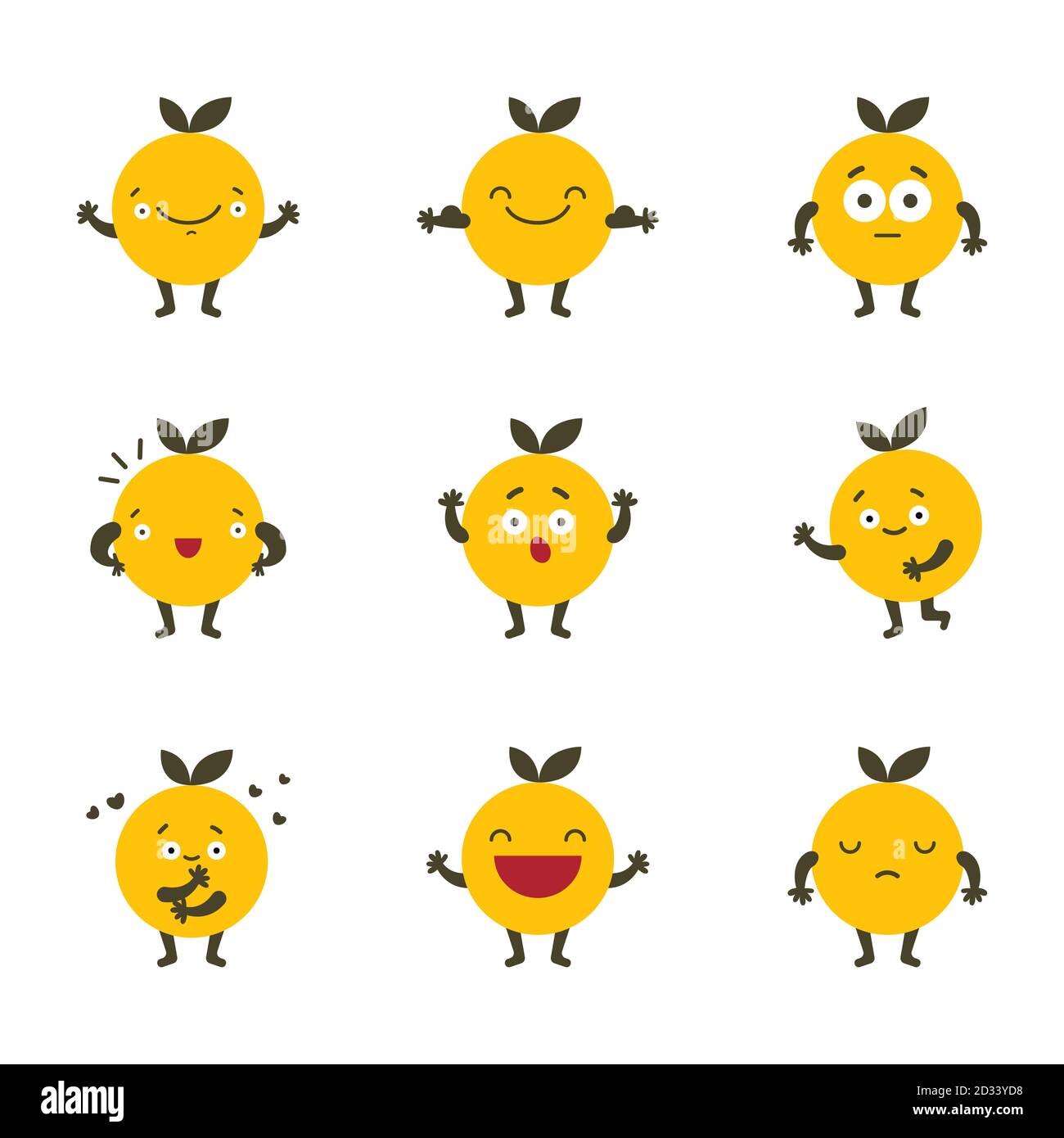 Jeu d'icônes plates de couleur Emoji. Icônes d'humeur triste et heureuse. Jeu de caractères Illustration de Vecteur