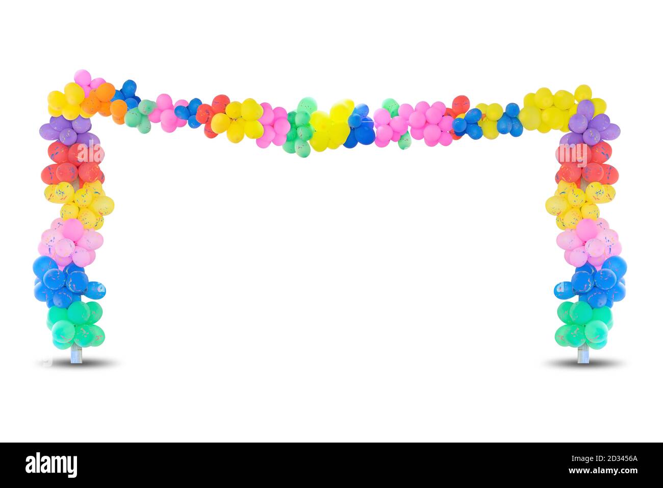 Groupe de ballons multicolores pour la décoration dans les célébrations de divers jours importants isolés sur fond blanc. Banque D'Images