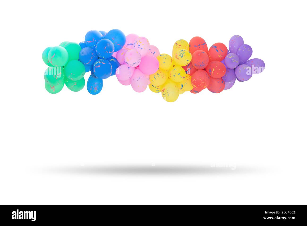 Groupe de ballons multicolores pour la décoration dans les célébrations de divers jours importants isolés sur fond blanc. Banque D'Images