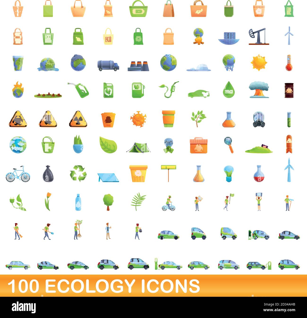 jeu de 100 icônes écologiques. Illustration de 100 icônes écologiques ensemble de vecteurs isolés sur fond blanc Illustration de Vecteur