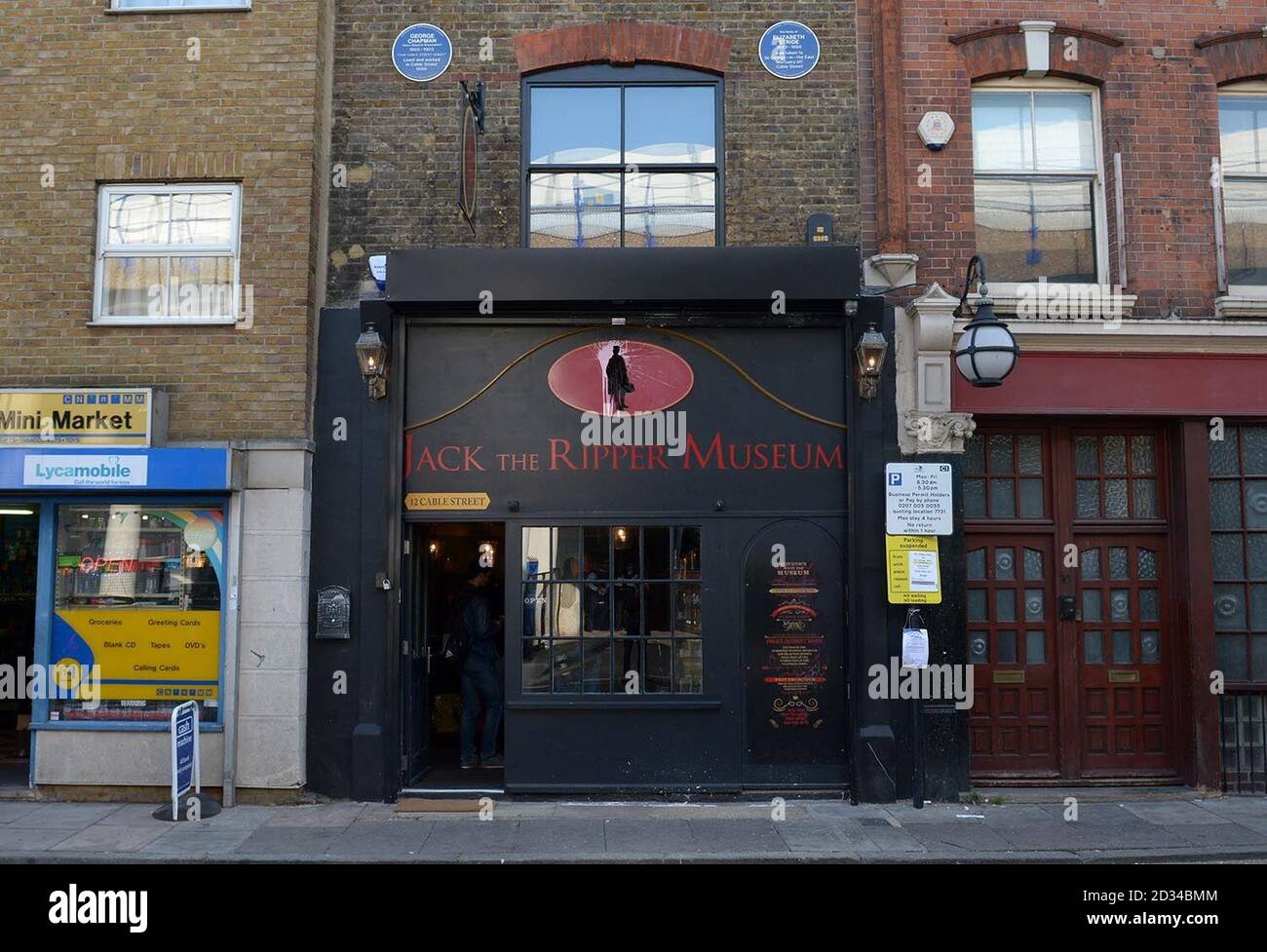 Une vue générale du musée Jack l'Éventreur sur Cable Street, Whitechapel, après qu'il a été annoncé, le groupe anarchiste Class War avait annulé une manifestation à l'extérieur du musée est de Londres. Banque D'Images