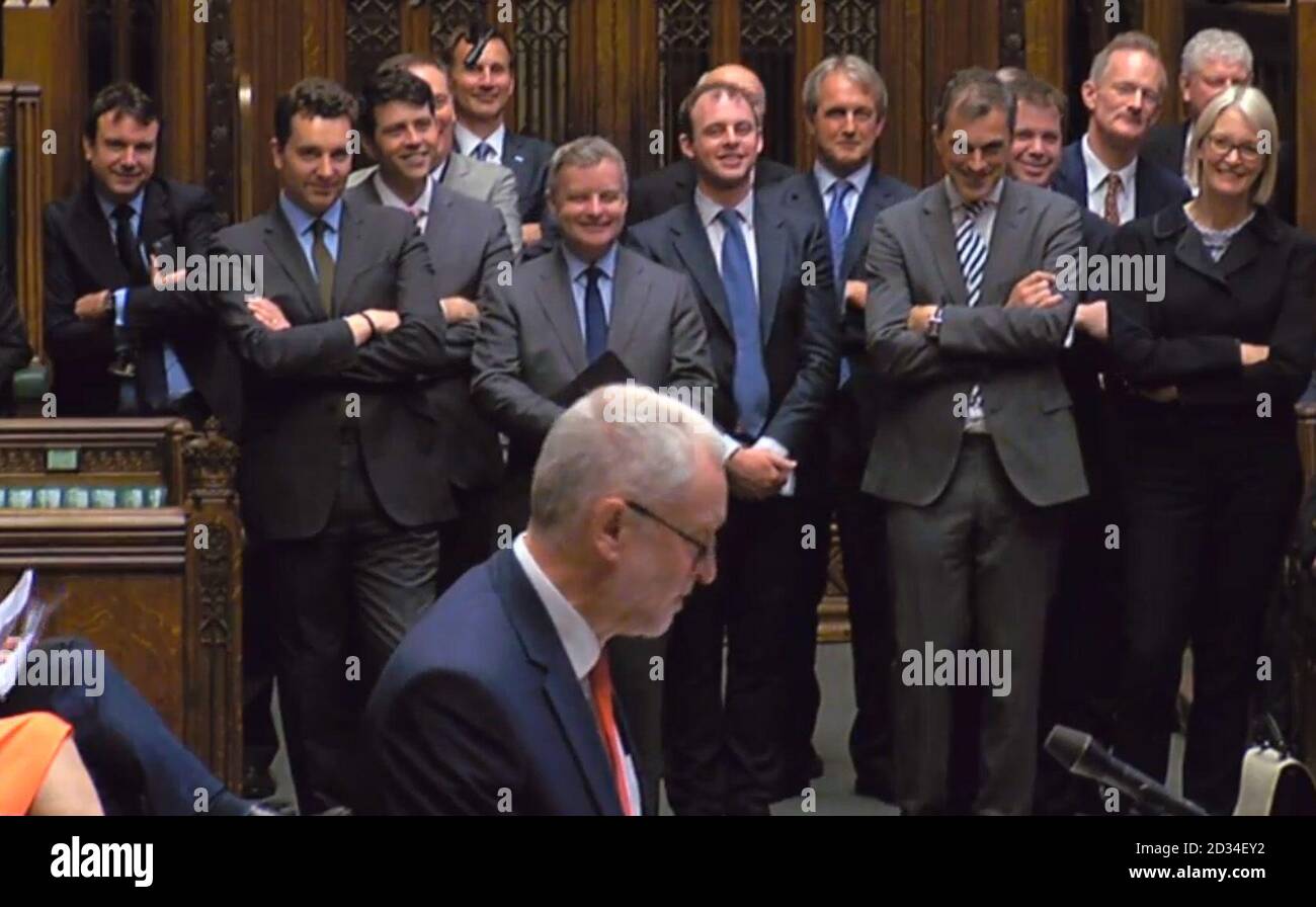 Le chef du parti travailliste Jeremy Corbyn parle pendant le débat qui suit le discours de la Reine à la Chambre des communes, à Londres. Banque D'Images