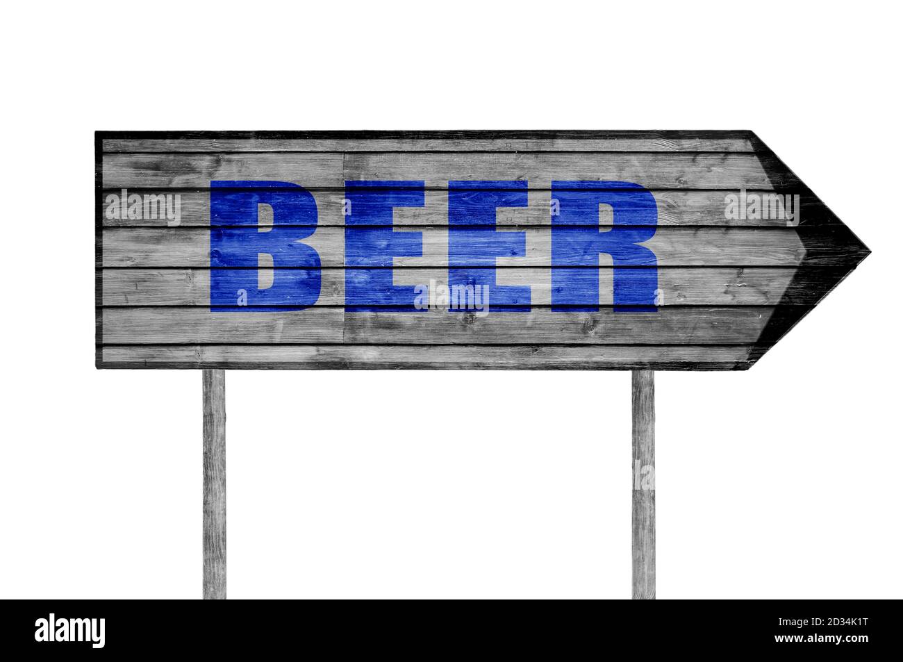 Panneau en bois de bière avec sur un fond de plage Banque D'Images