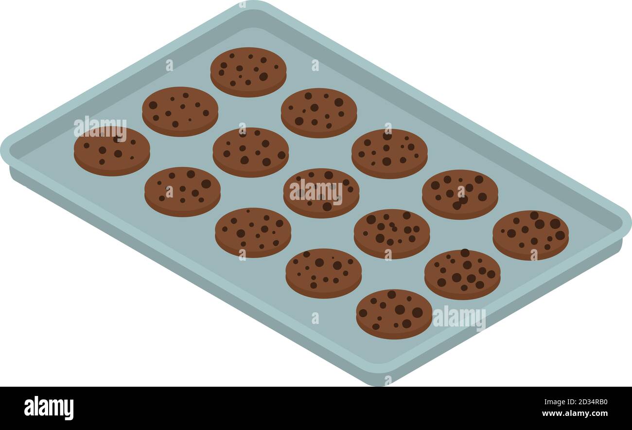 Icône de biscuit au chocolat de l'usine de boulangerie. Isométrique de l'usine de boulangerie chocolat cookie vecteur icône pour la conception de Web isolé sur fond blanc Illustration de Vecteur