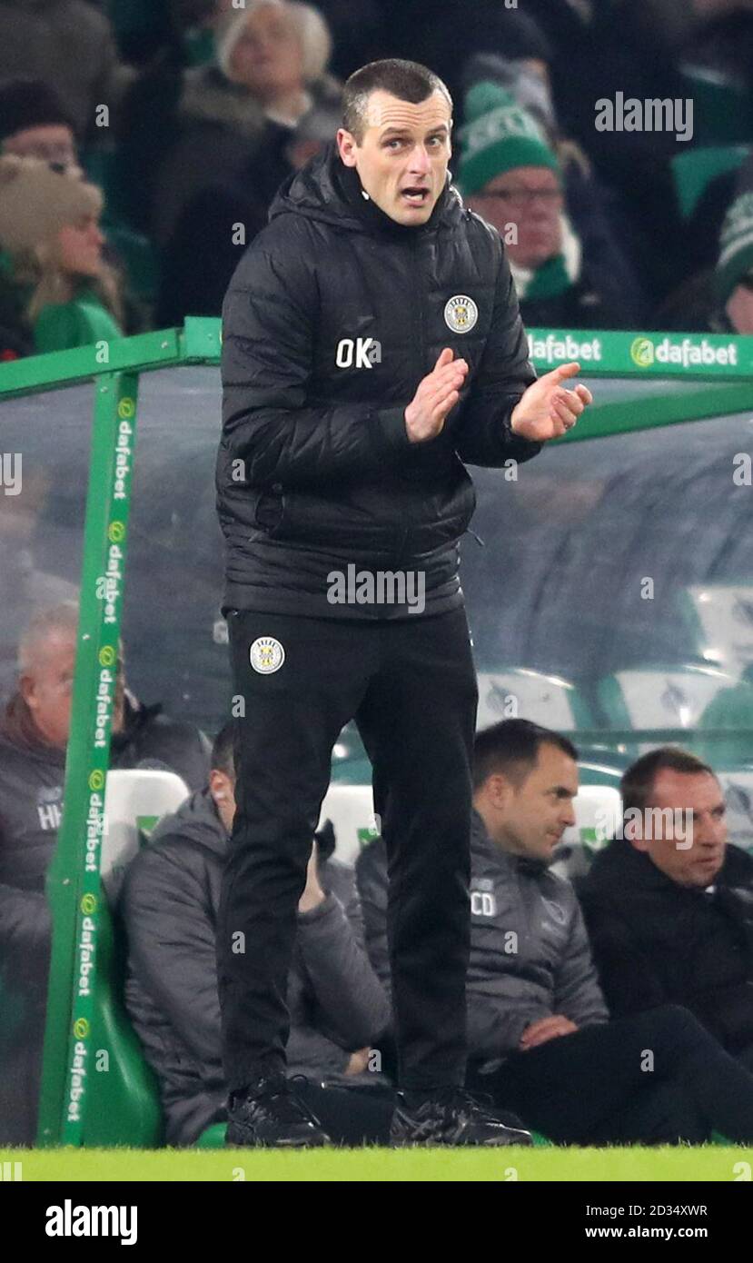 St Mirren manager Oran Kearney pendant le Ladbrokes Scottish Premiership match au Celtic Park, Glasgow. Banque D'Images