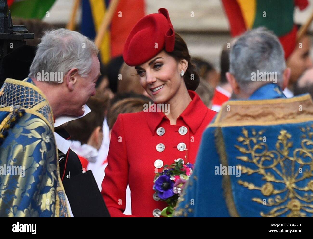 La duchesse de Cambridge quitte après avoir assisté au service du Commonwealth à l'abbaye de Westminster, Londres. Banque D'Images