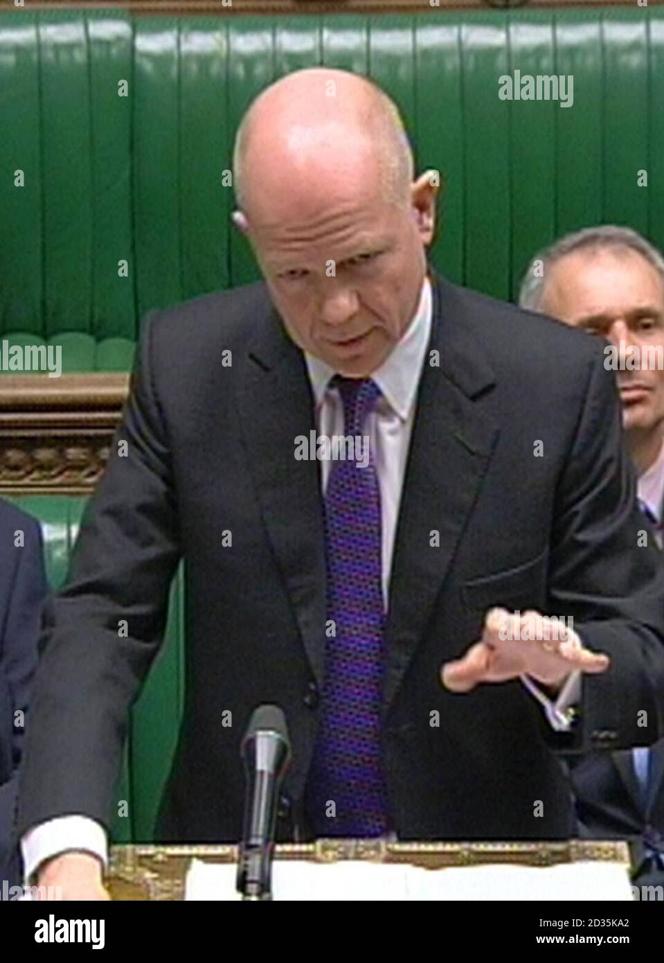 Le Secrétaire aux Affaires étrangères de Shadow William Hague In répond à la Chambre des communes de Londres, après que le Secrétaire aux Affaires étrangères David Miliband a déclaré que l'ambassade britannique au Yémen a rouvert après avoir été fermée pour des raisons de sécurité. Banque D'Images