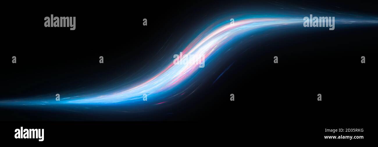Bannière de flux de technologie de courbe en S bleutée, modèle abstrait généré par ordinateur, rendu 3D Banque D'Images