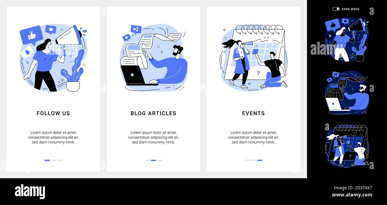 Kit d'interface utilisateur d'application mobile de liens vers le site Web d'entreprise. Illustration de Vecteur