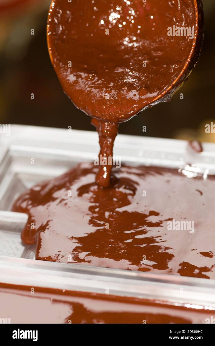 Ingrédients pour la préparation de la barre de chocolat artisanale Banque D'Images