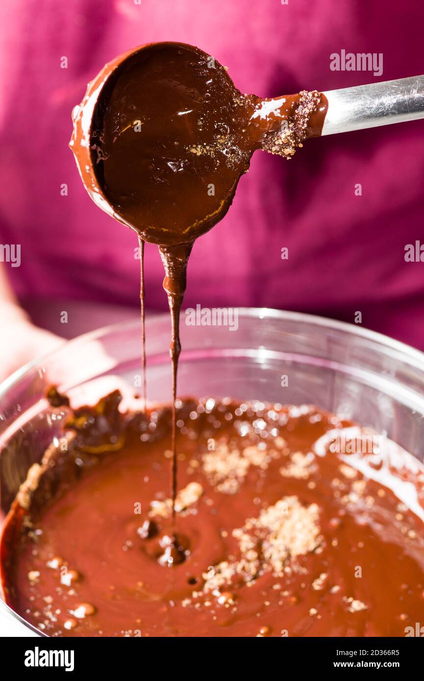 Ingrédients pour la préparation de la barre de chocolat artisanale Banque D'Images