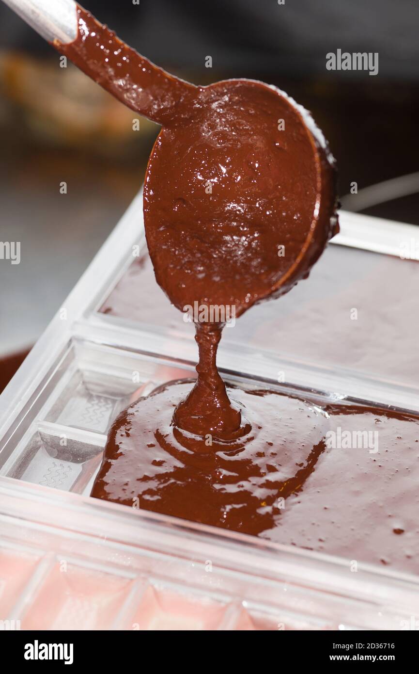 Ingrédients pour la préparation de la barre de chocolat artisanale avec des fruits secs Banque D'Images