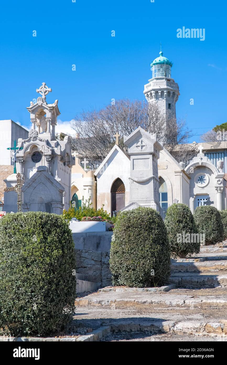 Sète en France, cimetière marin, panorama de la mer Banque D'Images