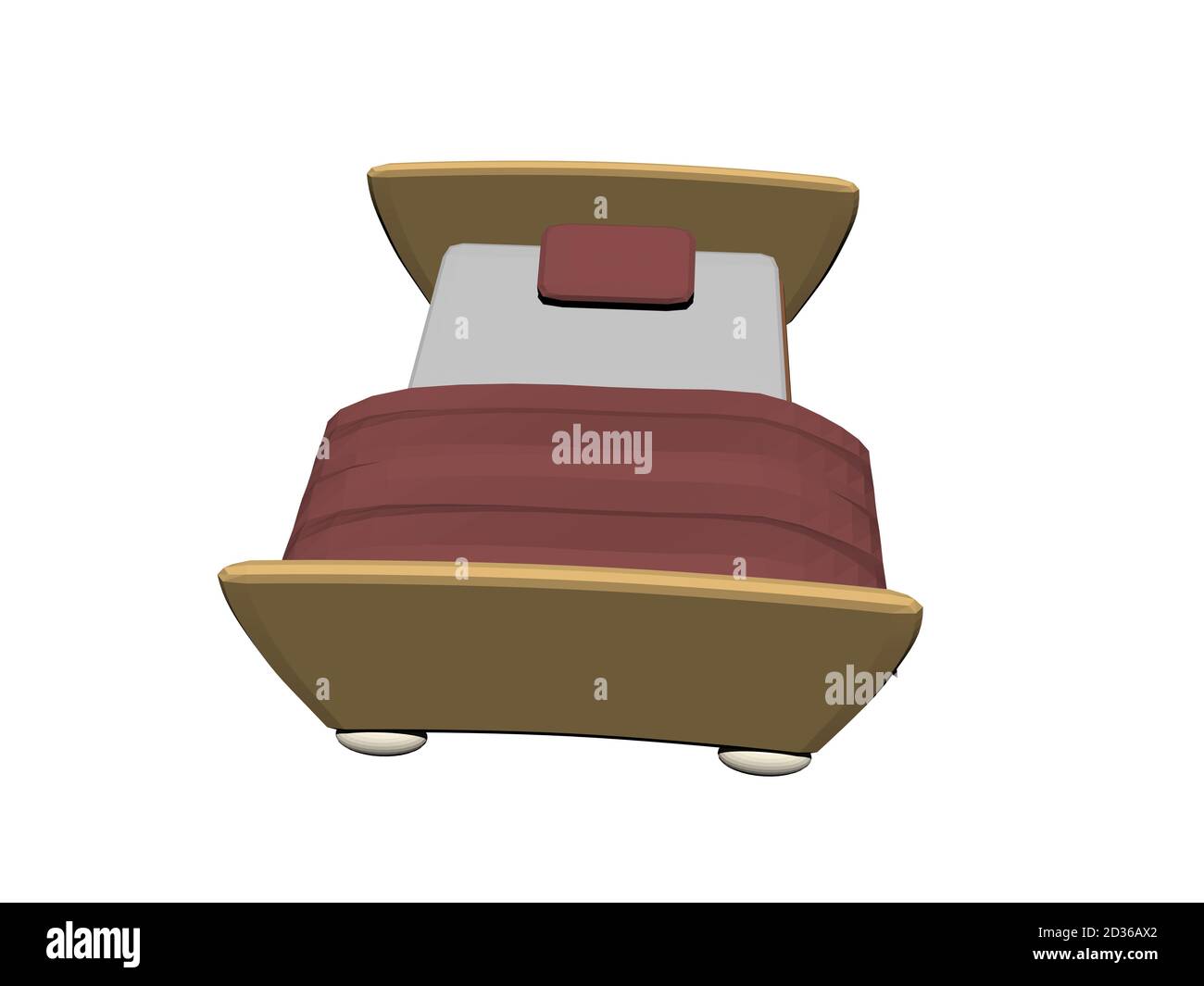 lit double en bois avec linge de lit Banque D'Images