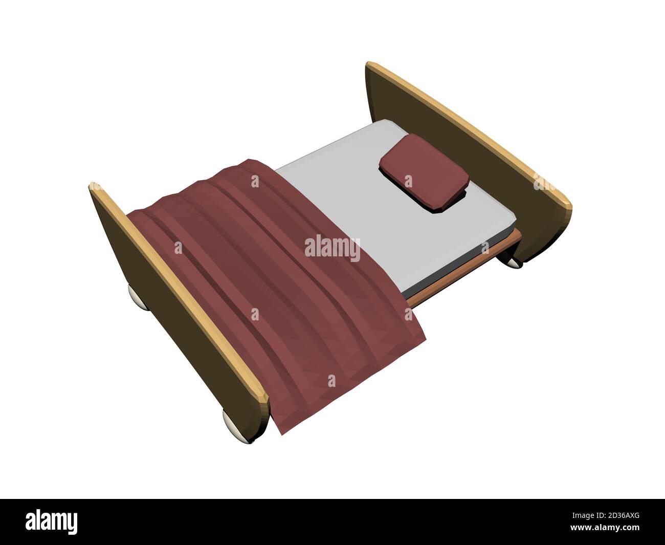 lit double en bois avec linge de lit Banque D'Images