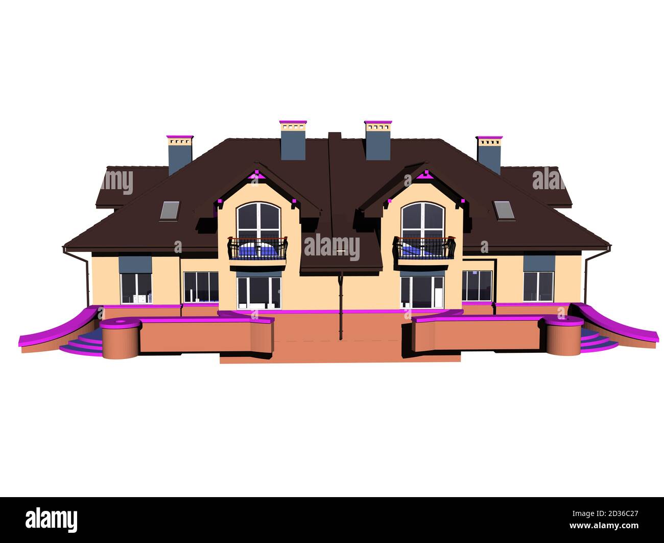 grande maison de luxe semi-individuelle avec toit en roseaux Banque D'Images