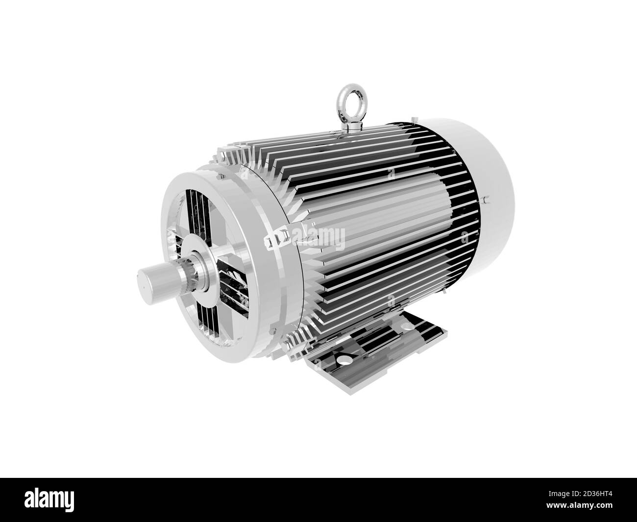 Moteur avec couvercle en acier inoxydable dans l'atelier Banque D'Images