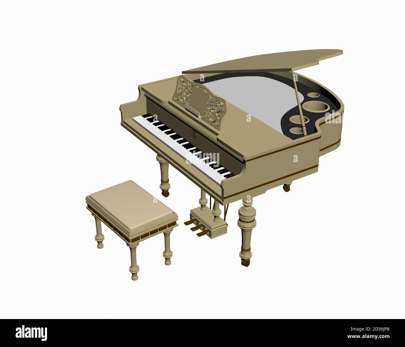 Piano à queue de concert avec couvercle ouvert et tabouret Photo Stock -  Alamy