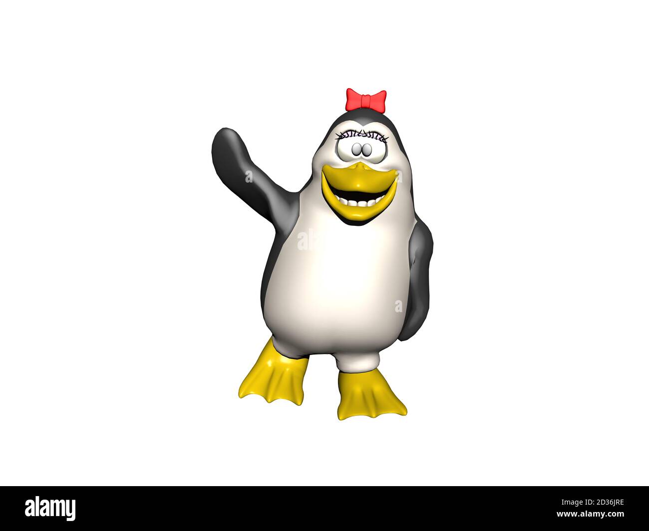 Pingouin Drole Avec Un Noeud Rouge Dans Ses Vagues De Cheveux Photo Stock Alamy