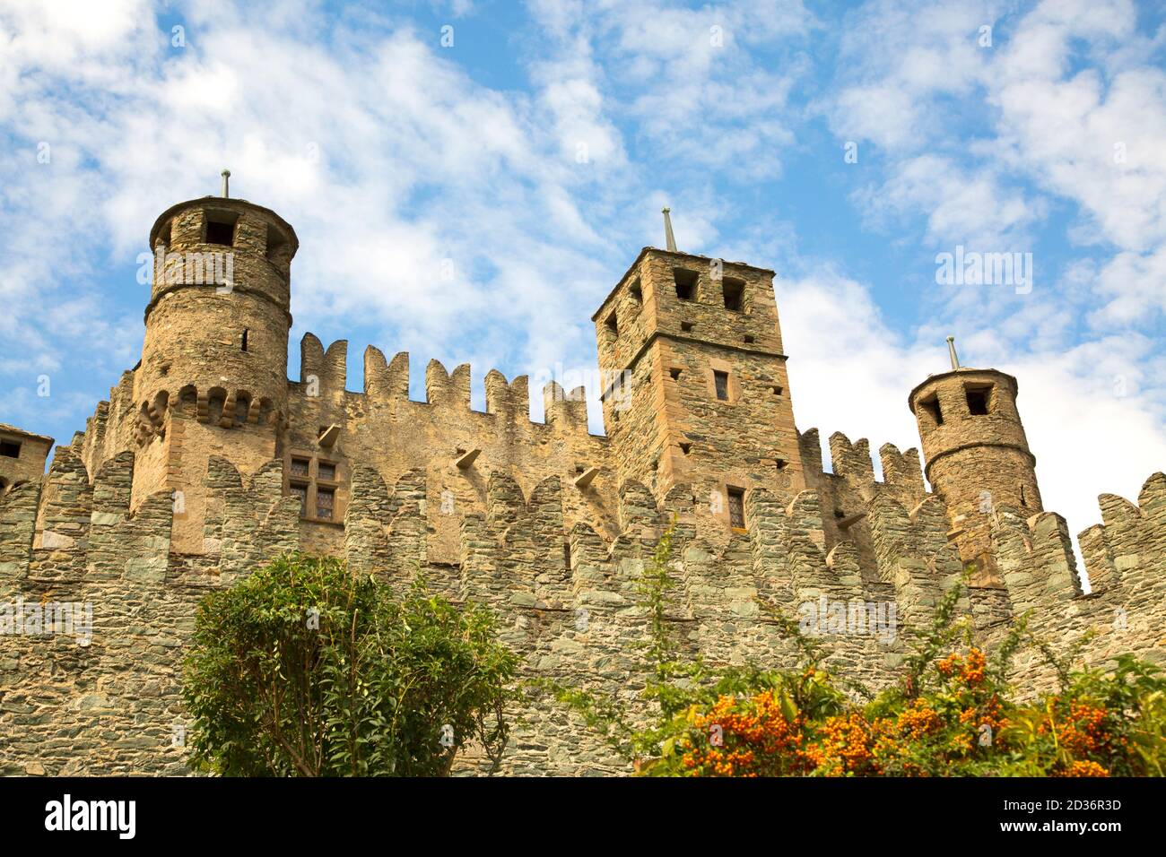 Château du XVème siècle de Fenis en Italie, gros plan Banque D'Images